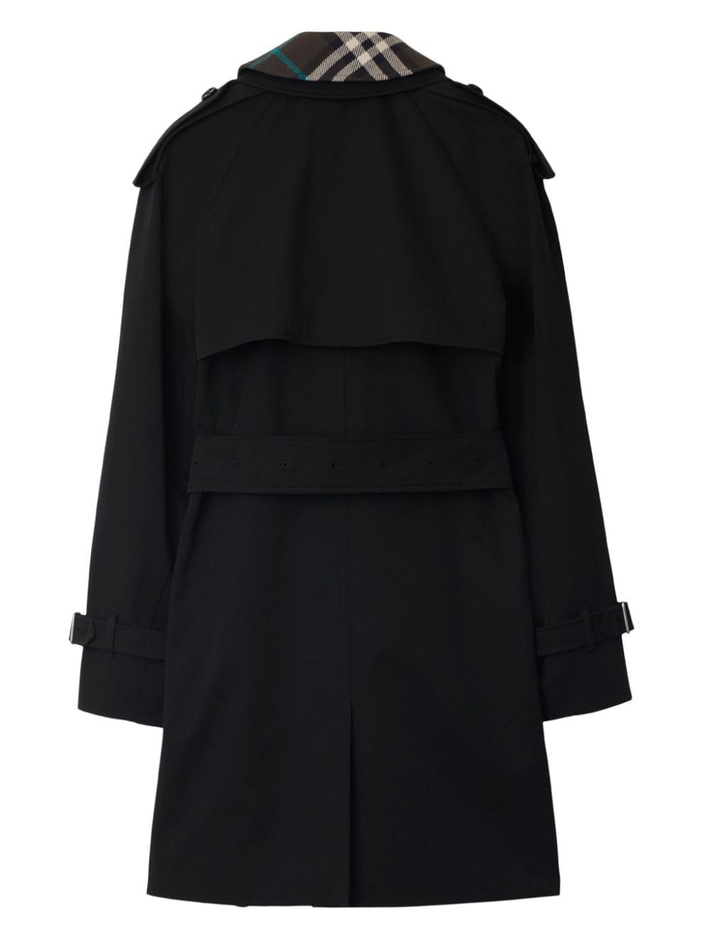 Burberry Gabardine Check Collar Trench Coat