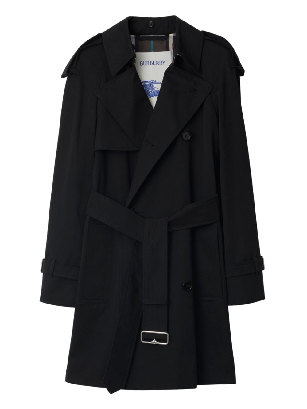 Burberry Garbardine Check Collar Trench Coat