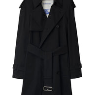 Burberry Gabardine Check Collar Trench Coat