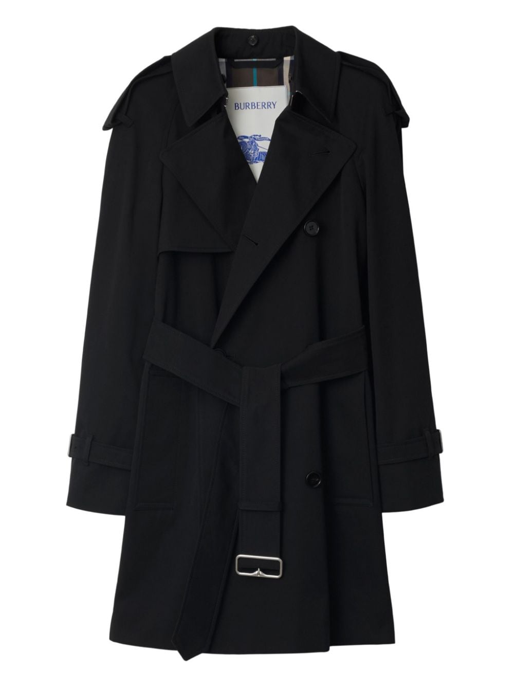 Burberry Gabardine Check Collar Trench Coat