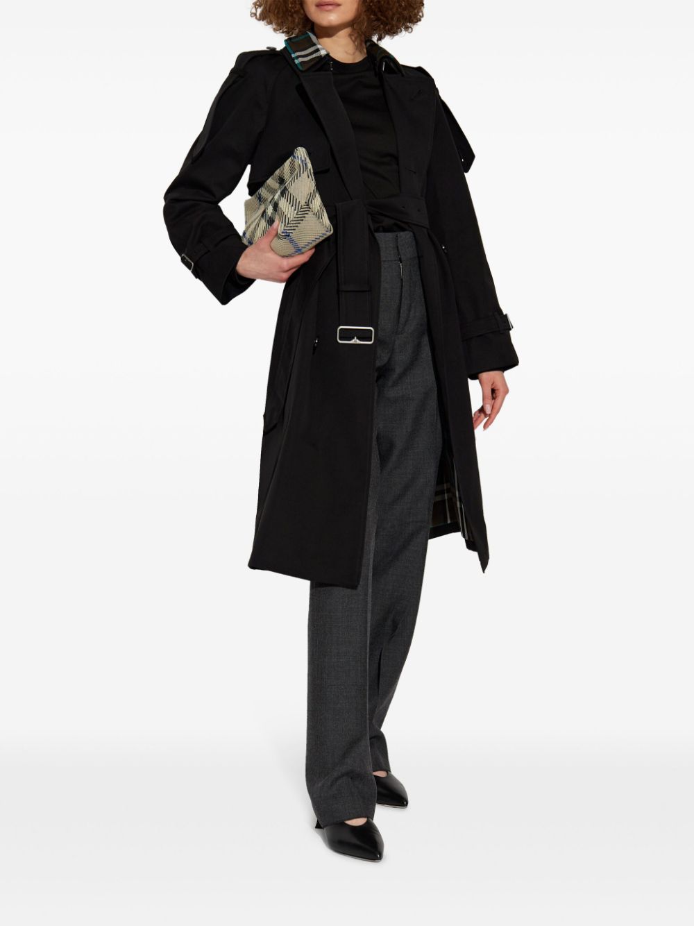 Burberry Double Breasted Belted Long Trench Coat