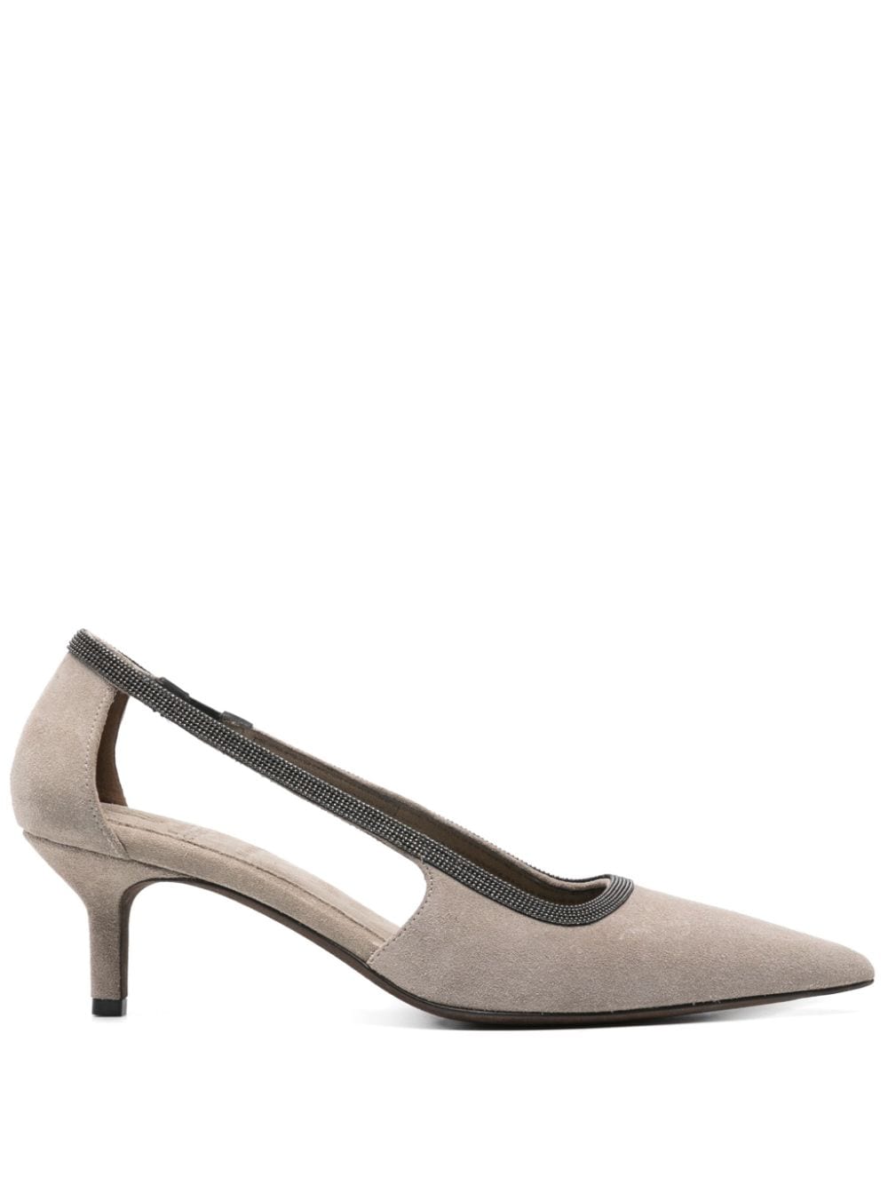 Brunello Cucinelli Suede Cut-Out Pumps