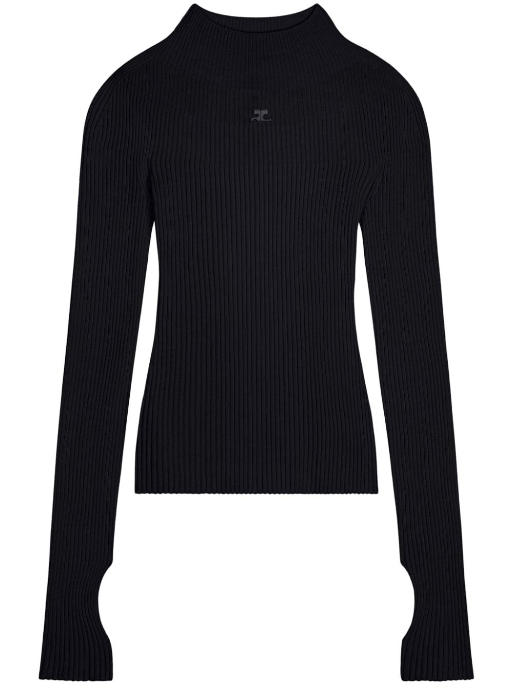 Courreges Rib Knit High Neck Sweater