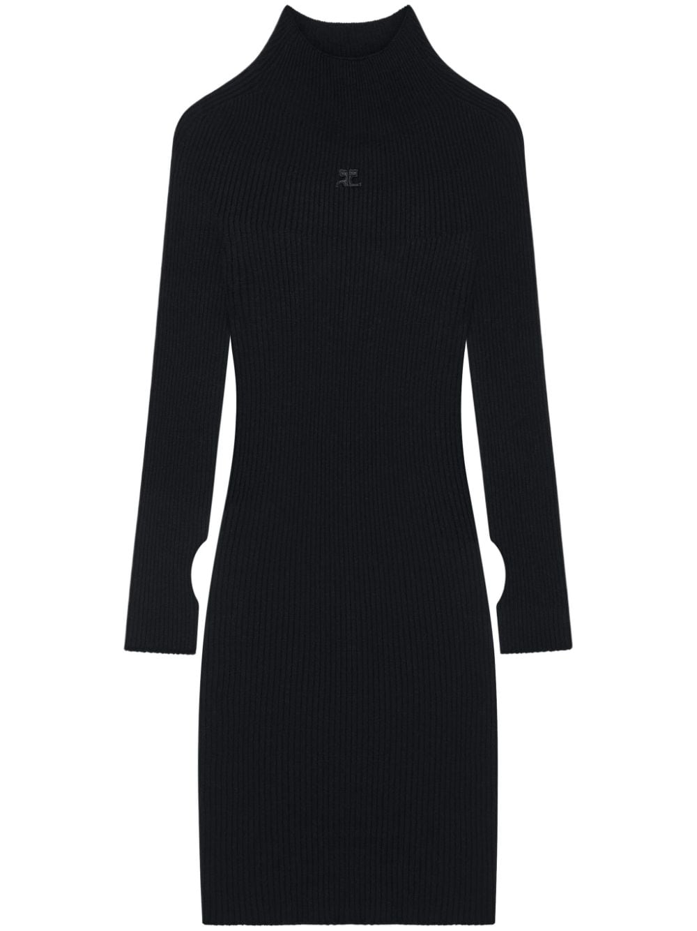 Courreges Wool Blend Rib Knit Mini Dress