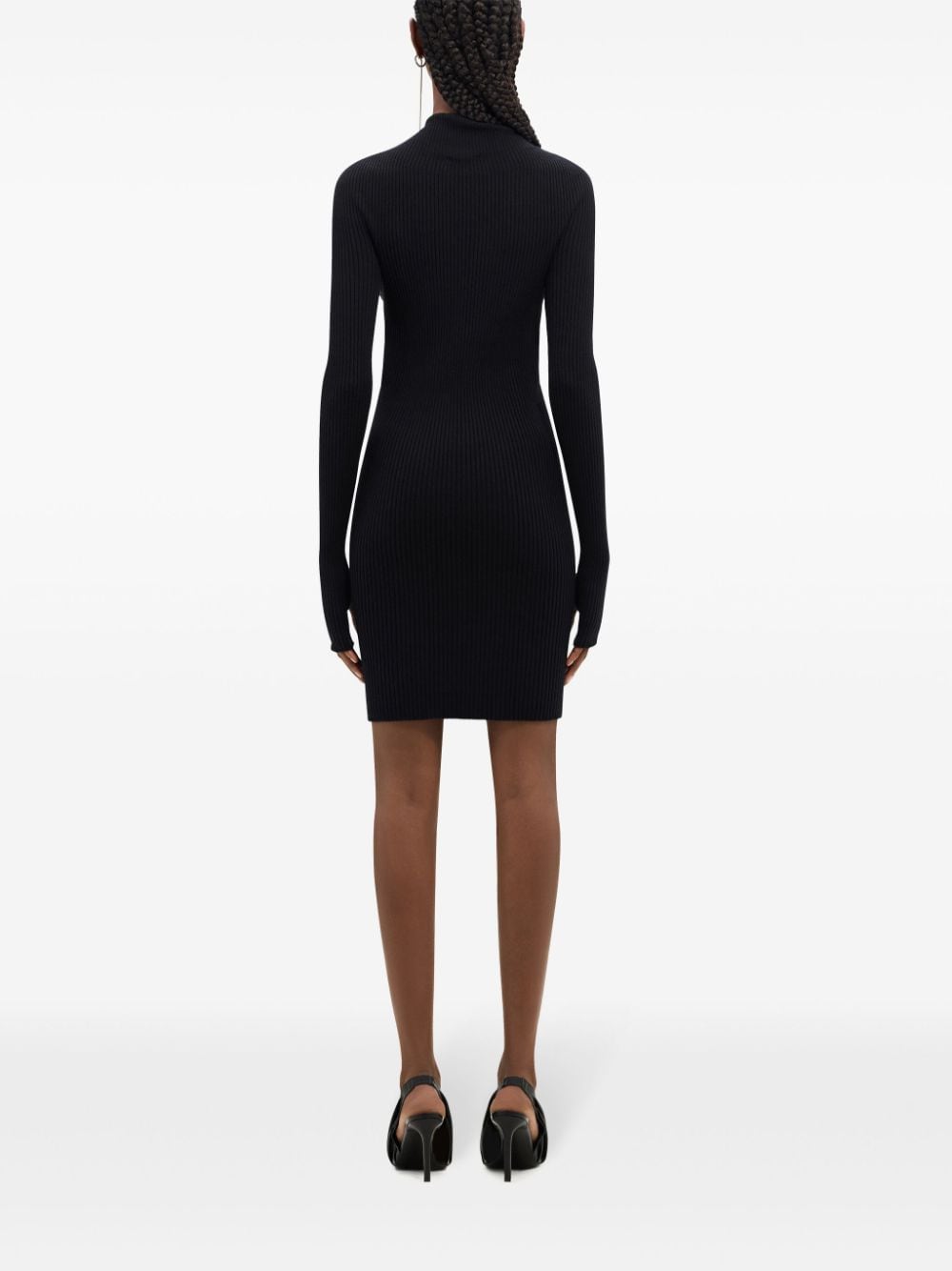 Courreges Wool Blend Rib Knit Mini Dress