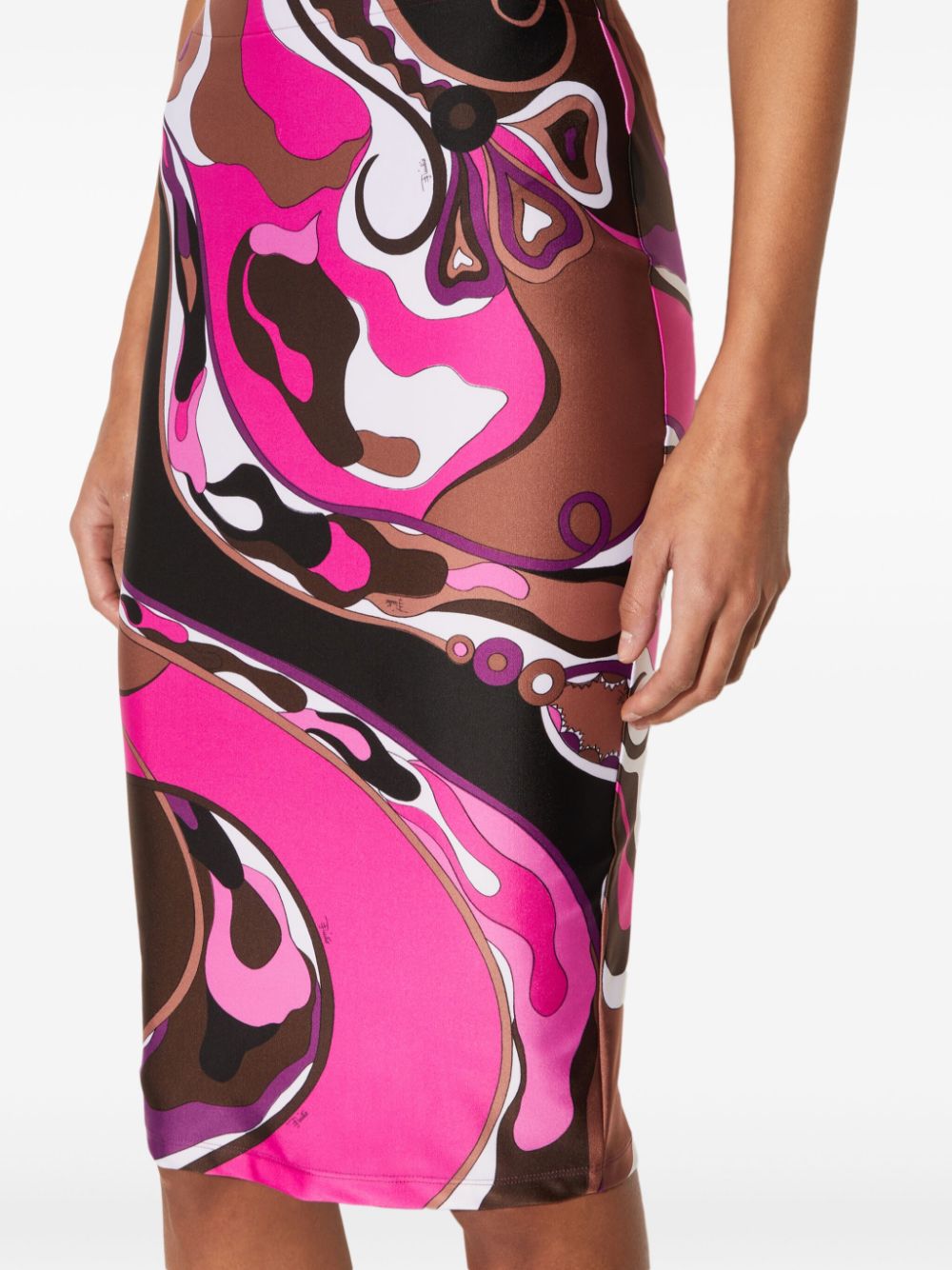 Pucci Orchidee Print Satin Pencil Skirt