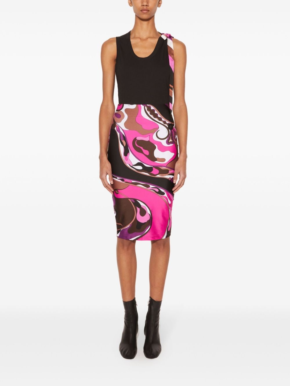 Pucci Orchidee Print Satin Pencil Skirt