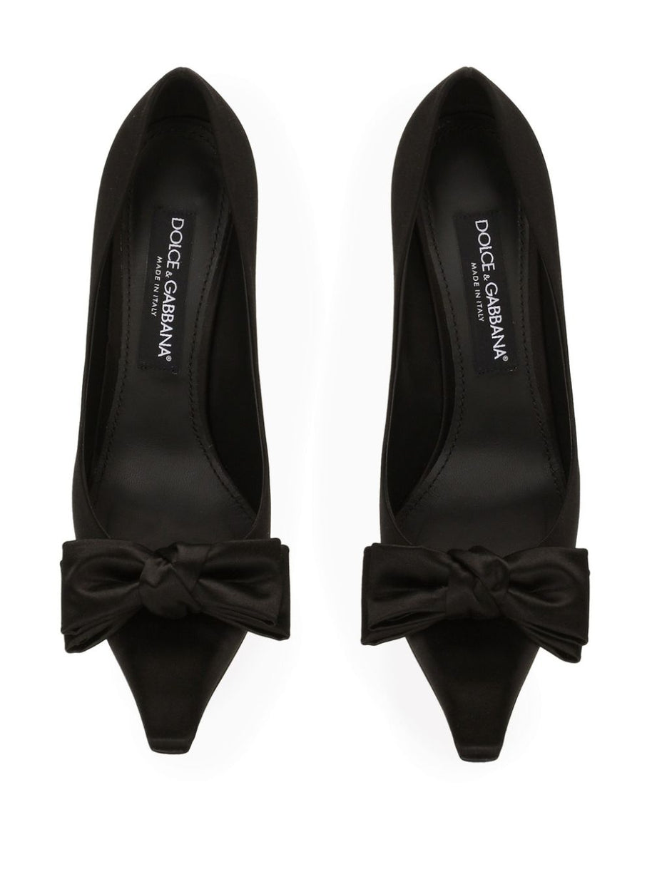 Dolce & Gabbana Black Silk Satin Heels