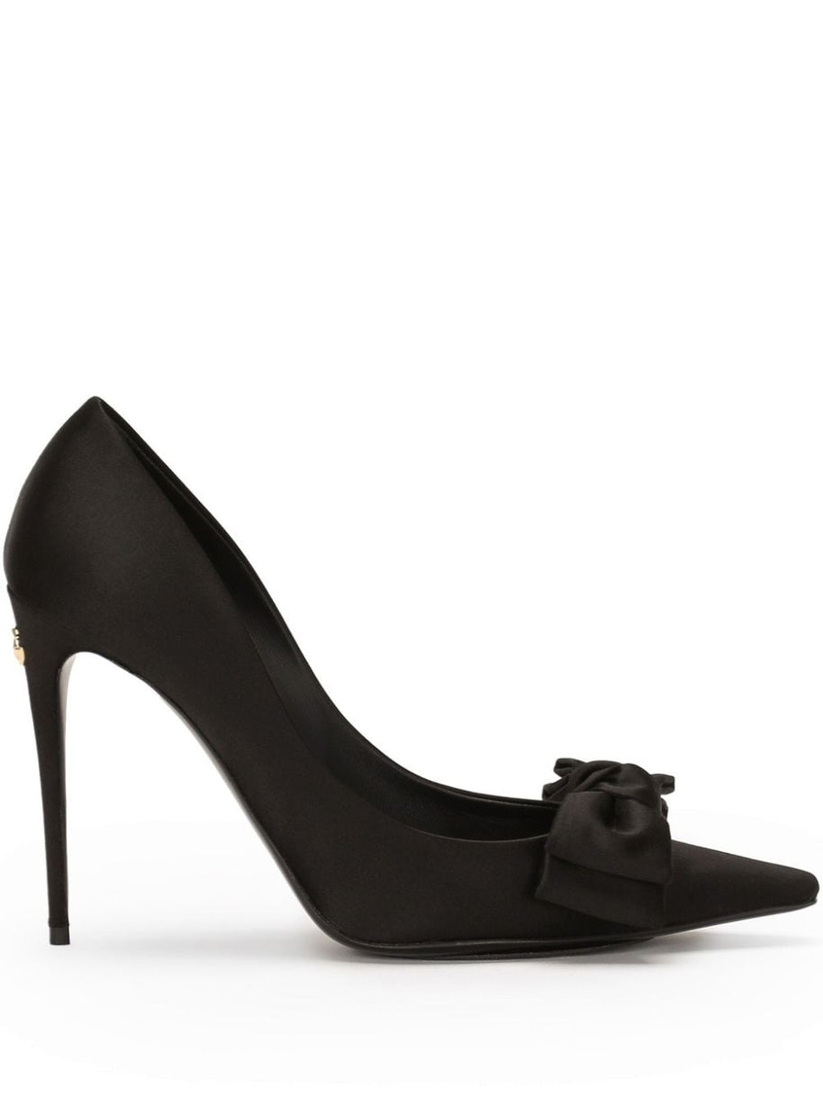 Dolce & Gabbana Black Silk Satin Heels