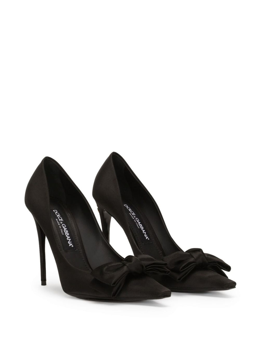 Dolce & Gabbana Black Silk Satin Heels
