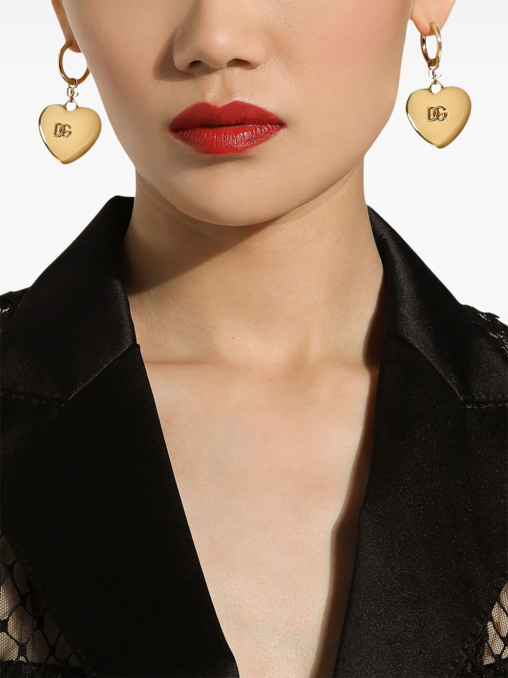 Dolce & Gabbana Gold Heart Charm Earrings