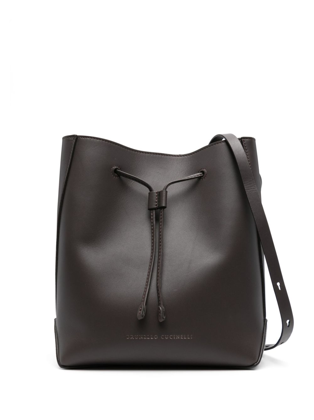 Brunello Cucinelli Brown Calf Leather Bucket Bag