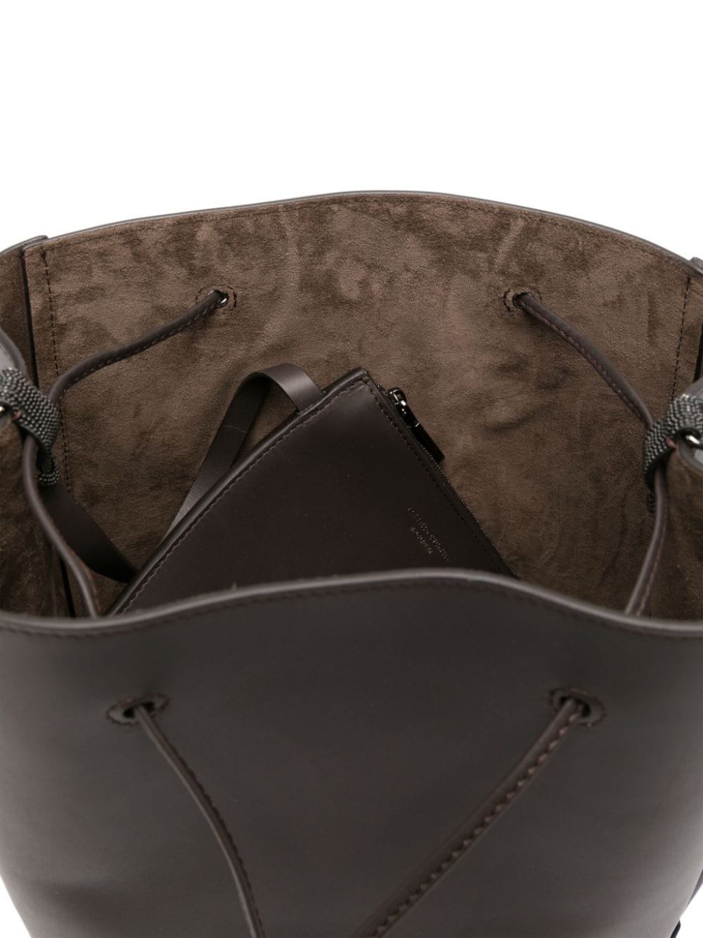 Brunello Cucinelli Brown Calf Leather Bucket Bag