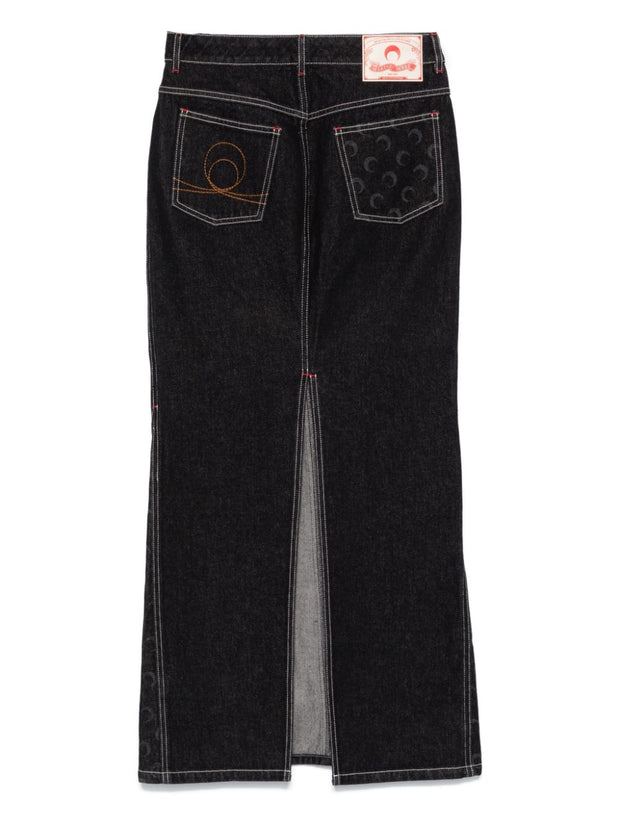 MARINE SERRE  Moon Denim Long Skirt - Black
