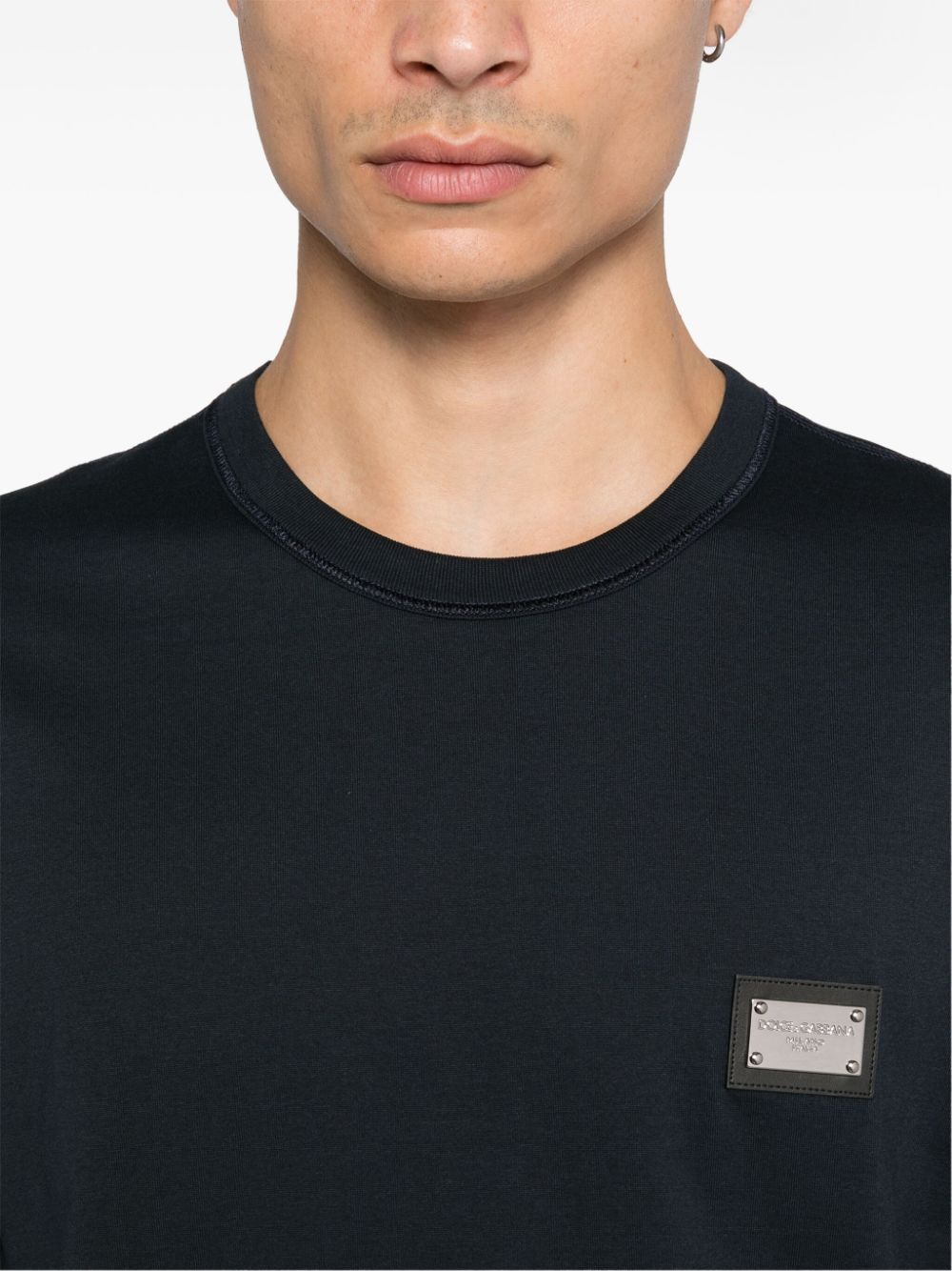 Dolce & Gabbana Navy Blue Cotton Jersey T-Shirt