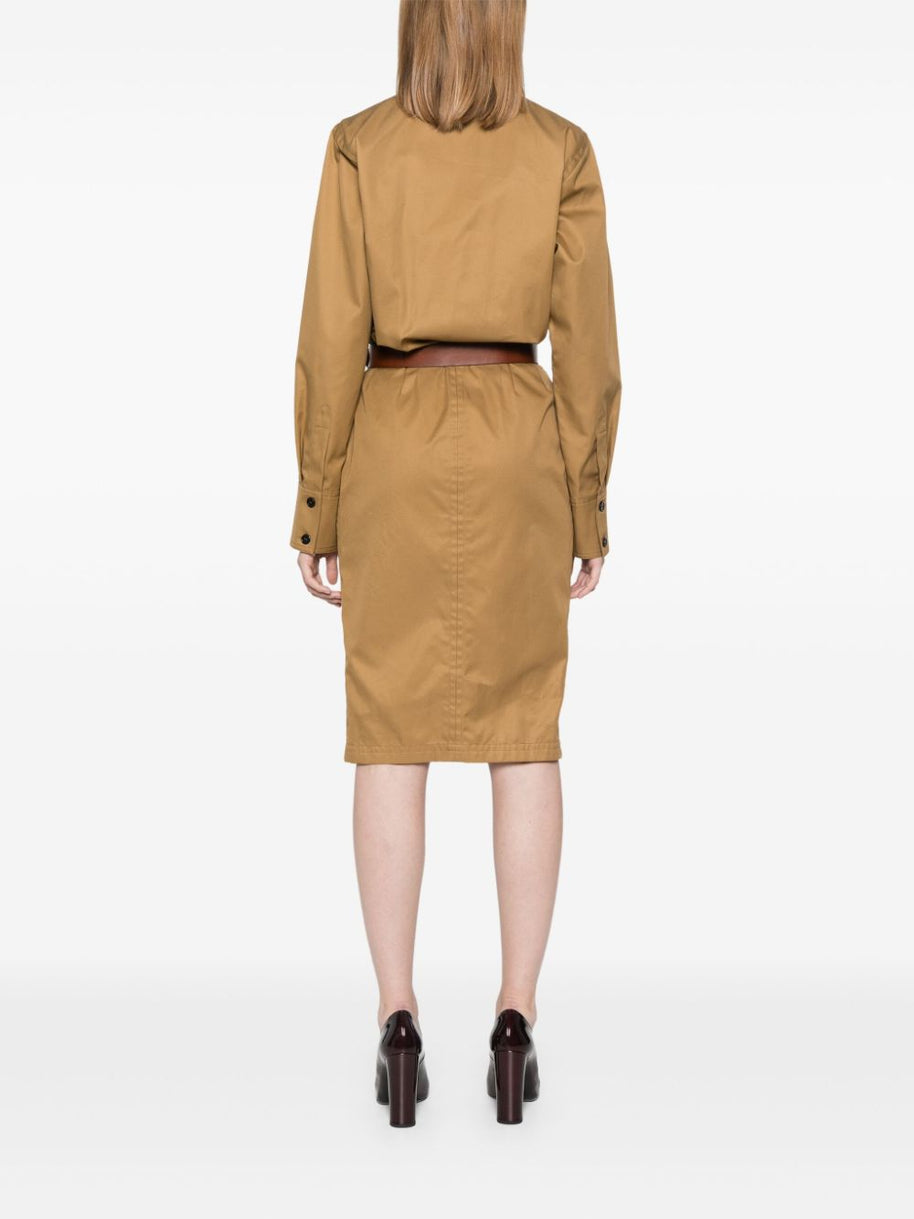 Saint Laurent Cotton Twill Midi Dress