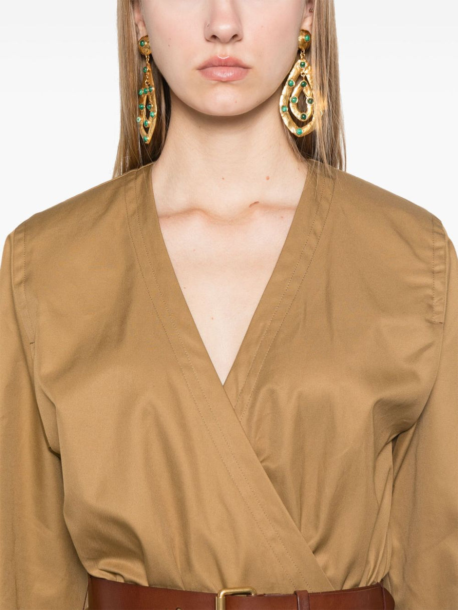 Saint Laurent Cotton Twill Midi Dress