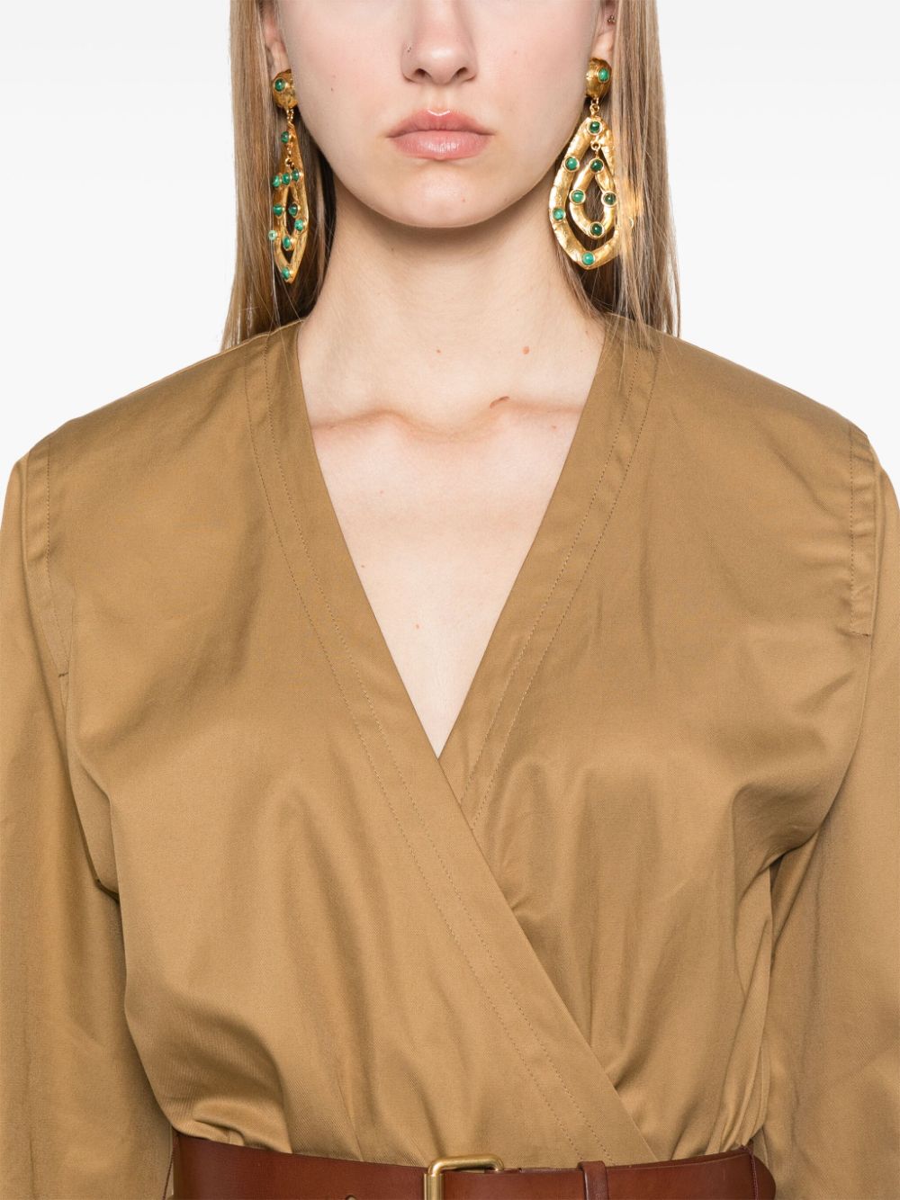 Saint Laurent Cotton Twill Midi Dress