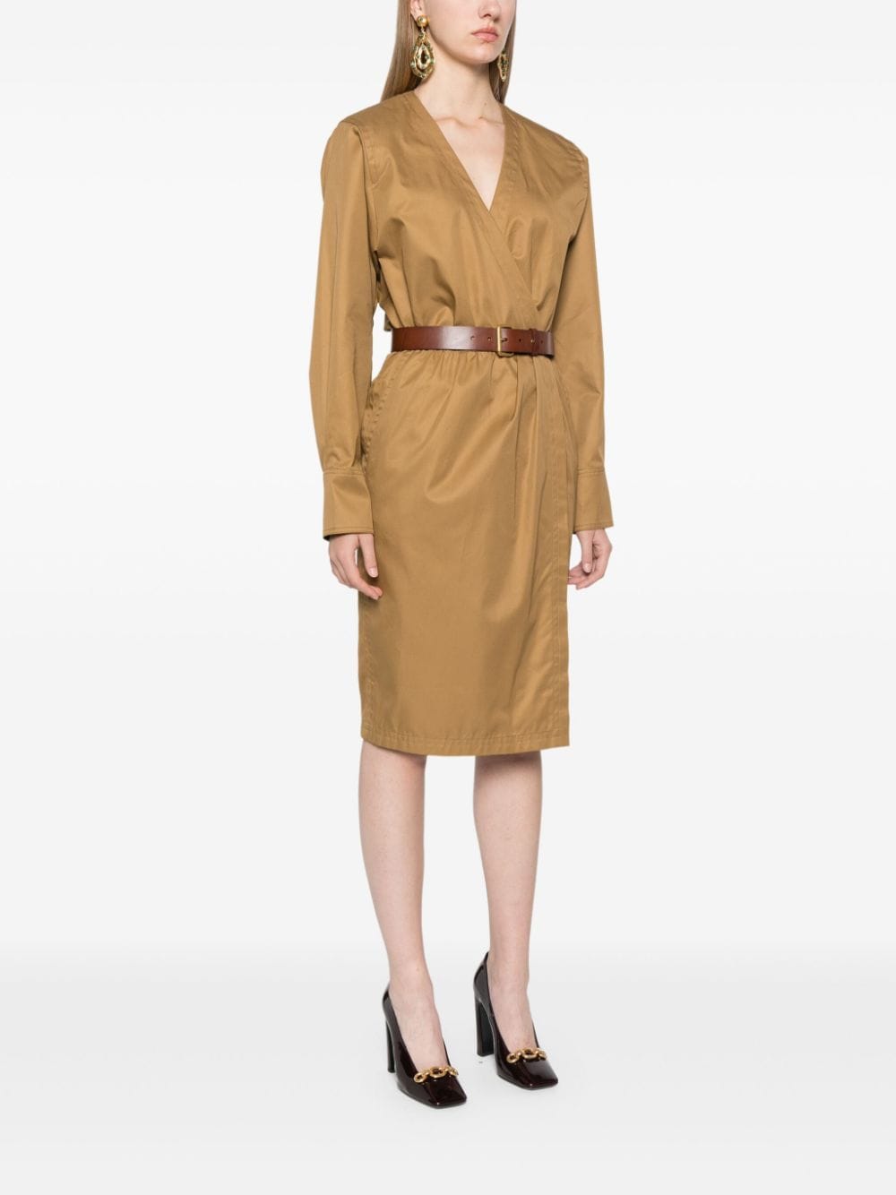Saint Laurent Cotton Twill Midi Dress