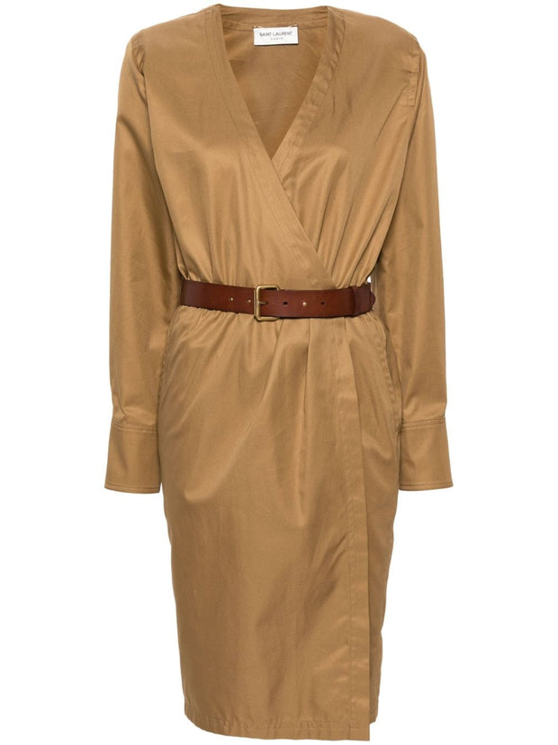 Saint Laurent Cotton Twill Midi Dress