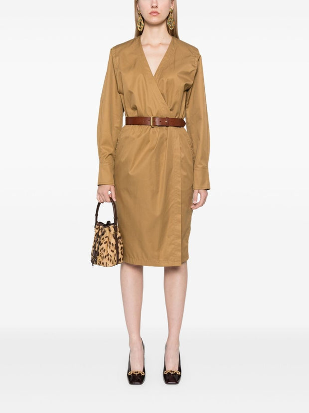 Saint Laurent Cotton Twill Midi Dress