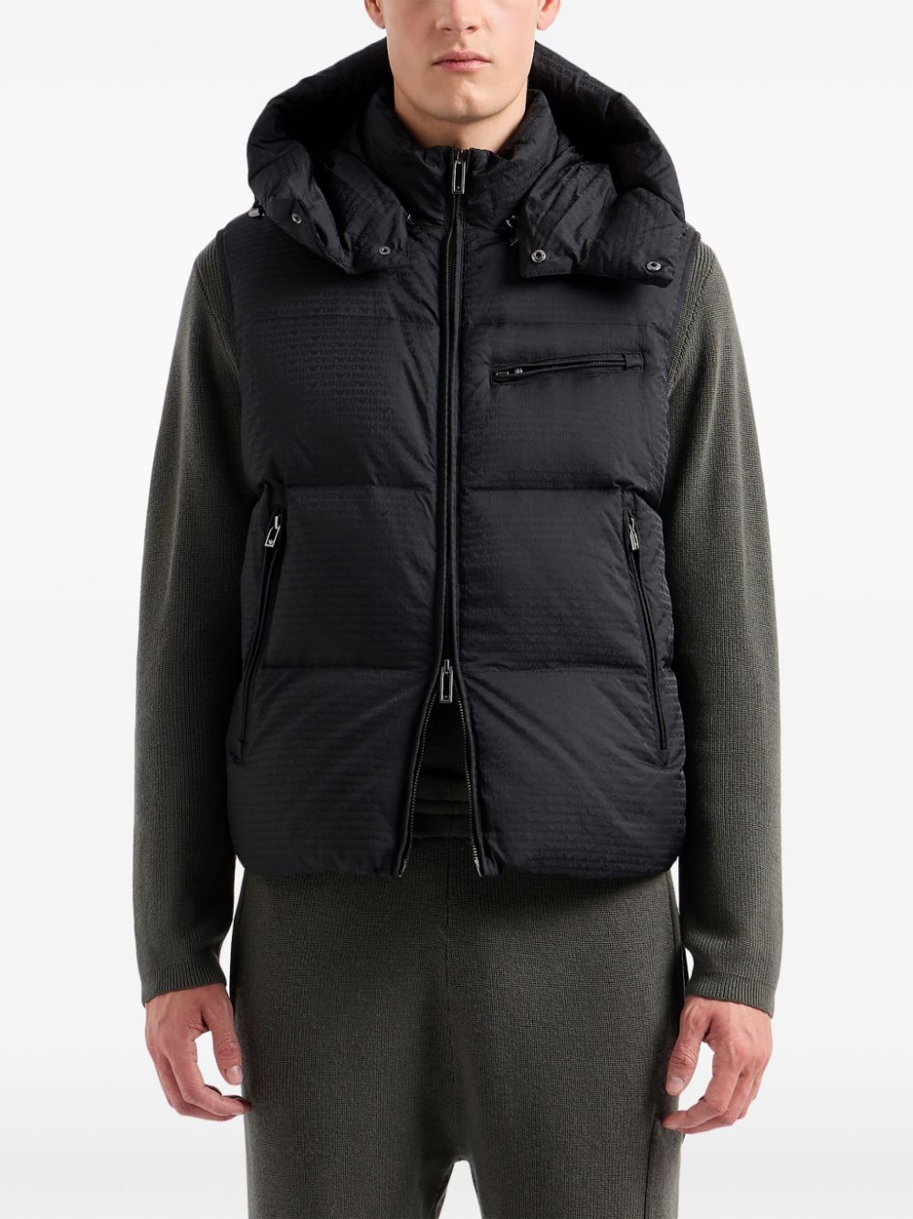 Emporio Armani Quilted Vest With Detachable Hood