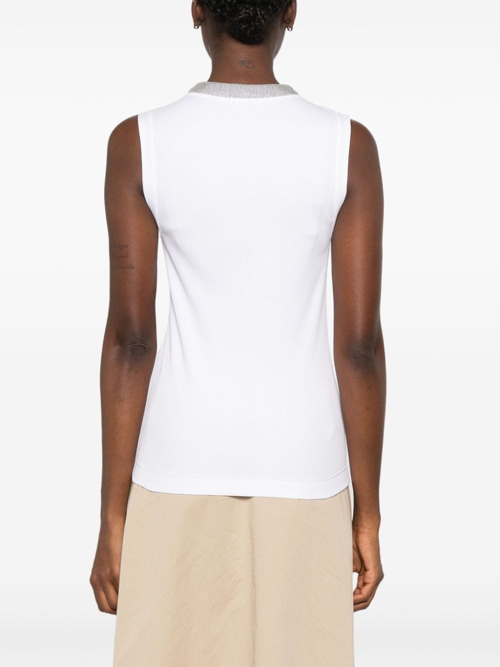 Brunello Cucinelli Monili Embellished Tank Top White