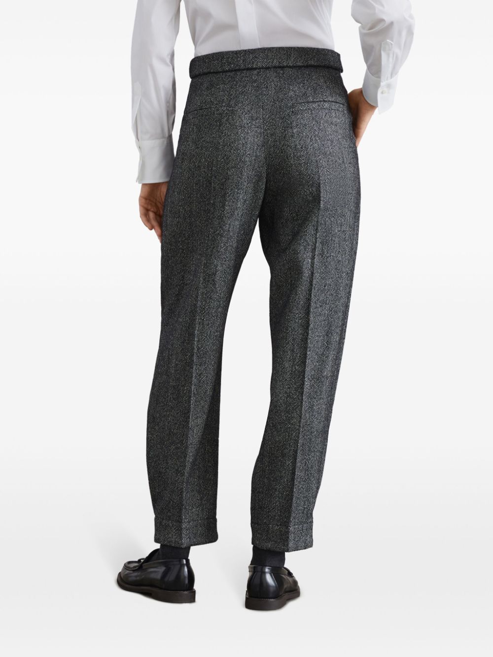 Brunello Cucinelli Wool Blend Herringbone Trousers Grey