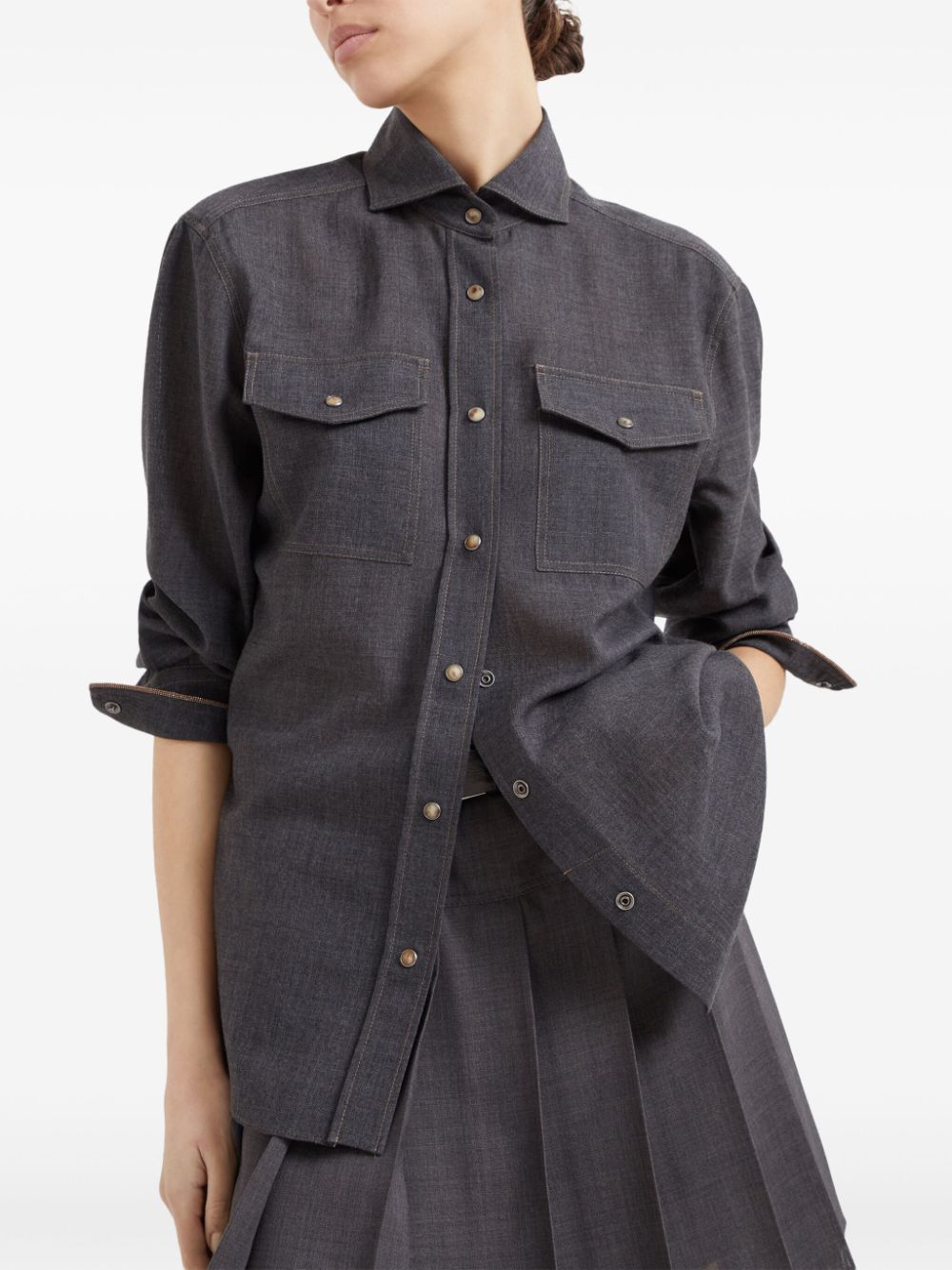 Brunello Cucinelli Wool Button Up Shirt