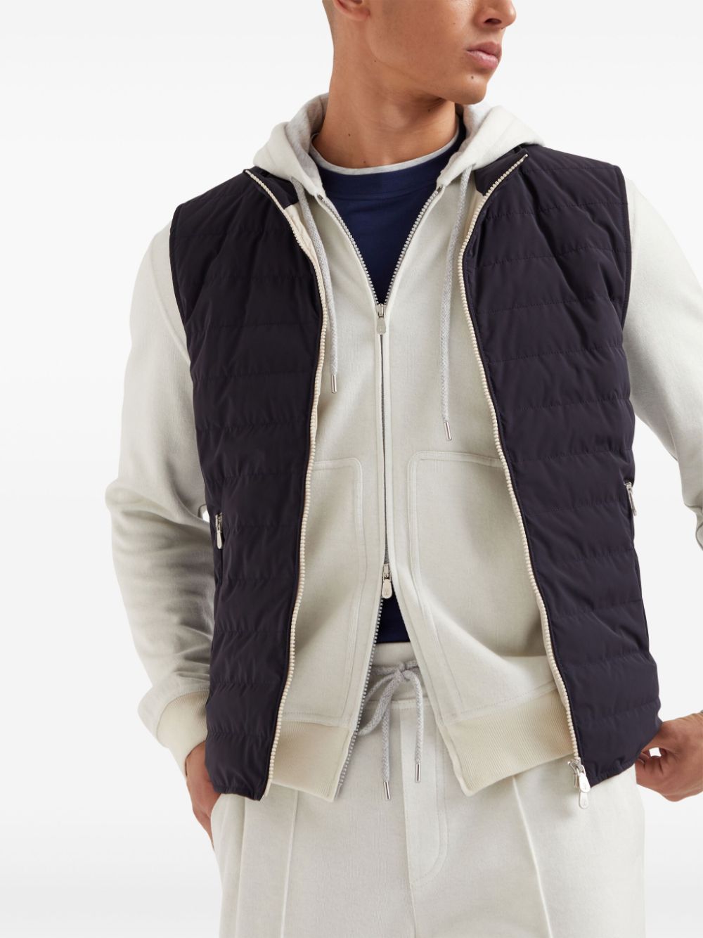 Brunello Cucinelli Navy Blue Down Vest