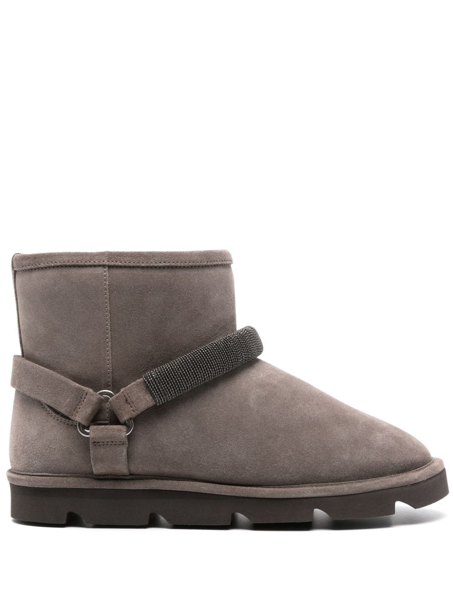 Brunello Cucinelli Suede Boots In Grey