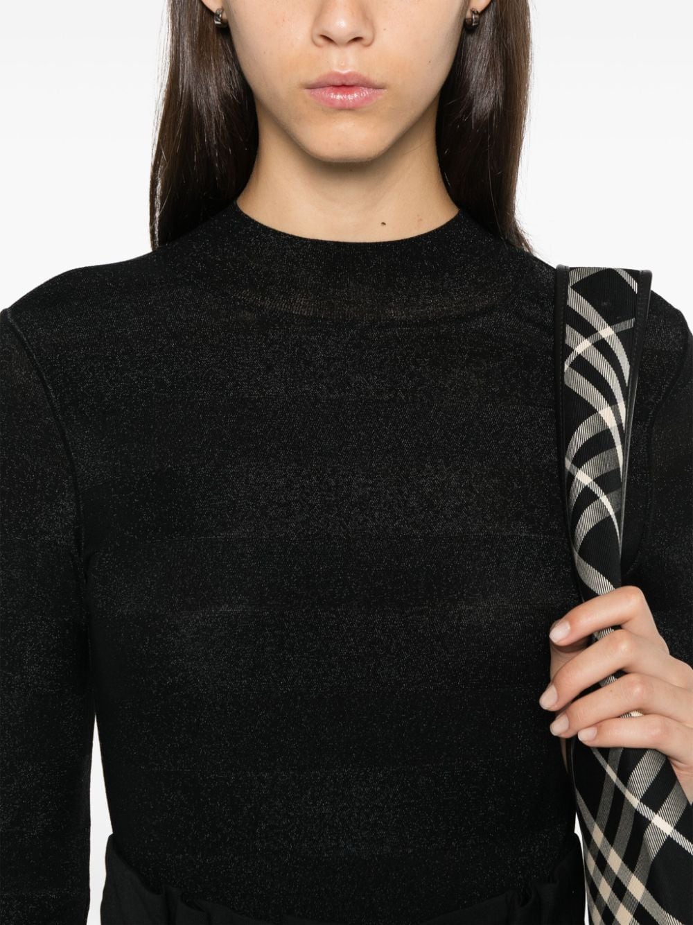 Emporio Armani Lurex Detail Mock Neck Sweater