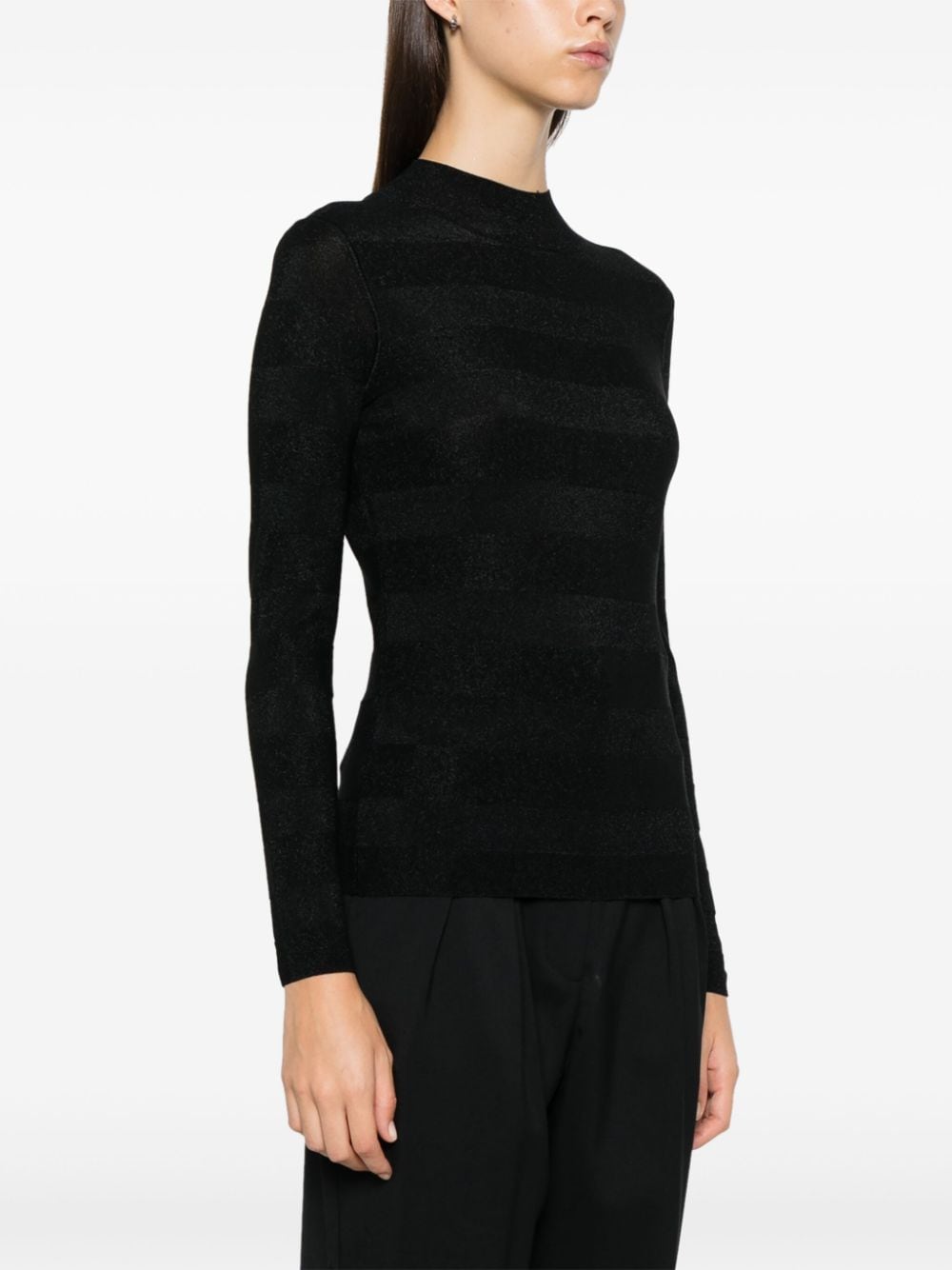 Emporio Armani Lurex Detail Mock Neck Sweater