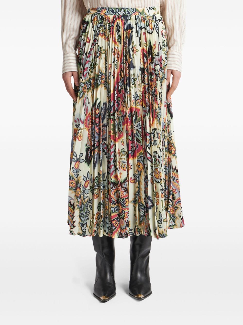 Etro Paisley Pleated Midi Skirt – Blush Lux