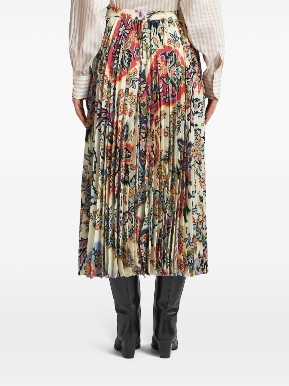 Etro Pleated Midi Skirt Beige