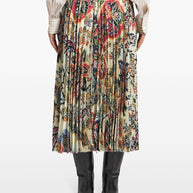 Etro Pleated Midi Skirt Beige