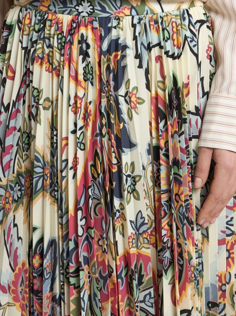 Etro Pleated Midi Skirt Beige