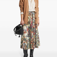 Etro Pleated Midi Skirt Beige