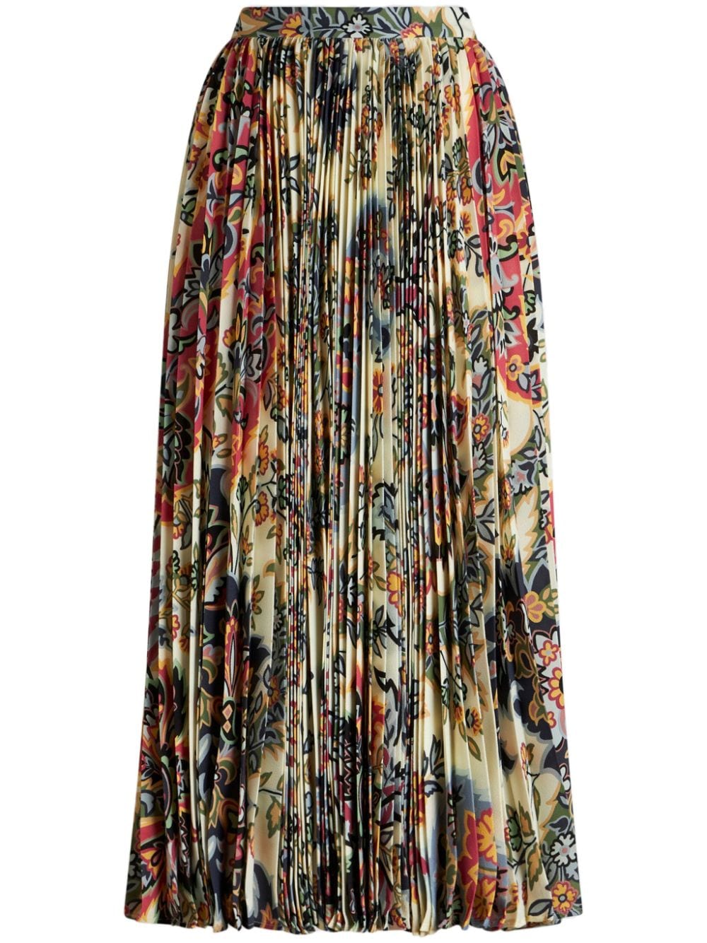 Etro Pleated Midi Skirt Beige
