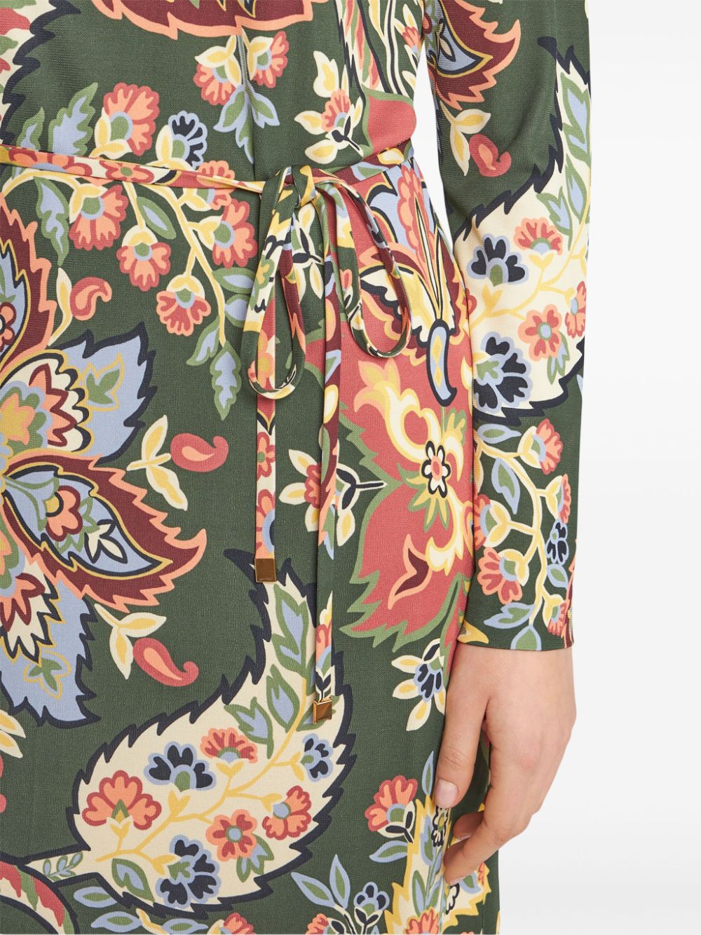 Etro Printed Jersey Tunic Dress In Green