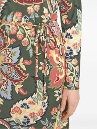 Etro Printed Jersey Tunic Dress In Green
