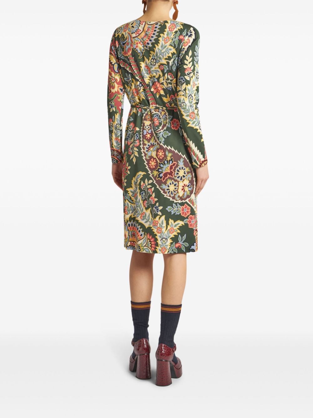 Etro Printed Jersey Tunic Dress In Green