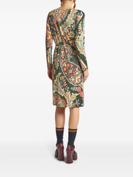 Etro Printed Jersey Tunic Dress In Green