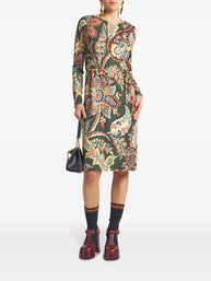 Etro Printed Jersey Tunic Dress In Green