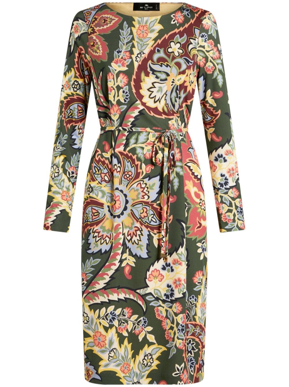 Etro Printed Jersey Tunic Dress In Green