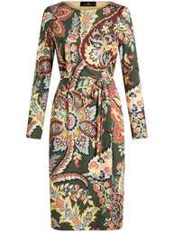 Etro Printed Jersey Tunic Dress In Green