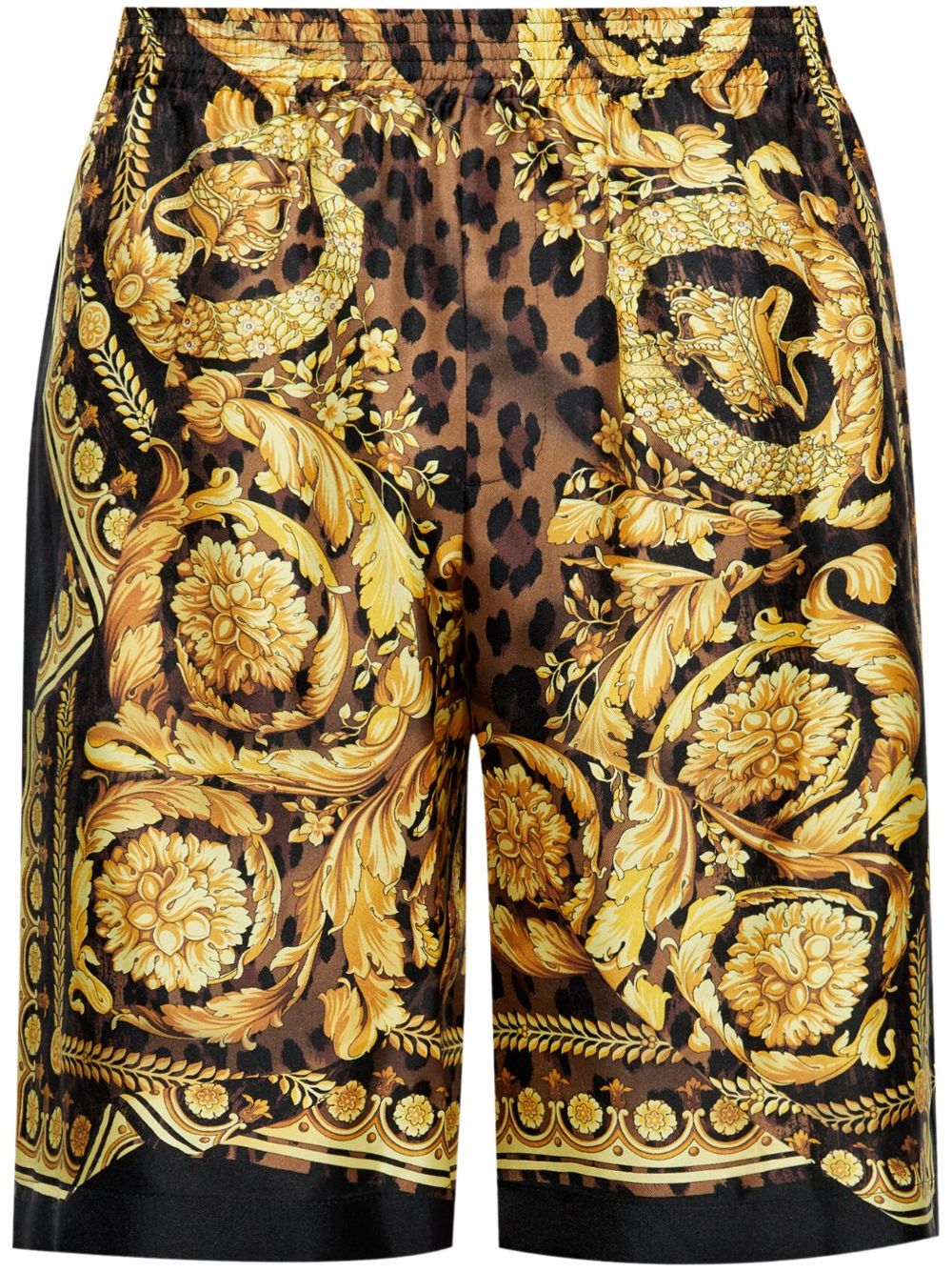 Versace Barocco Print Shorts Golden