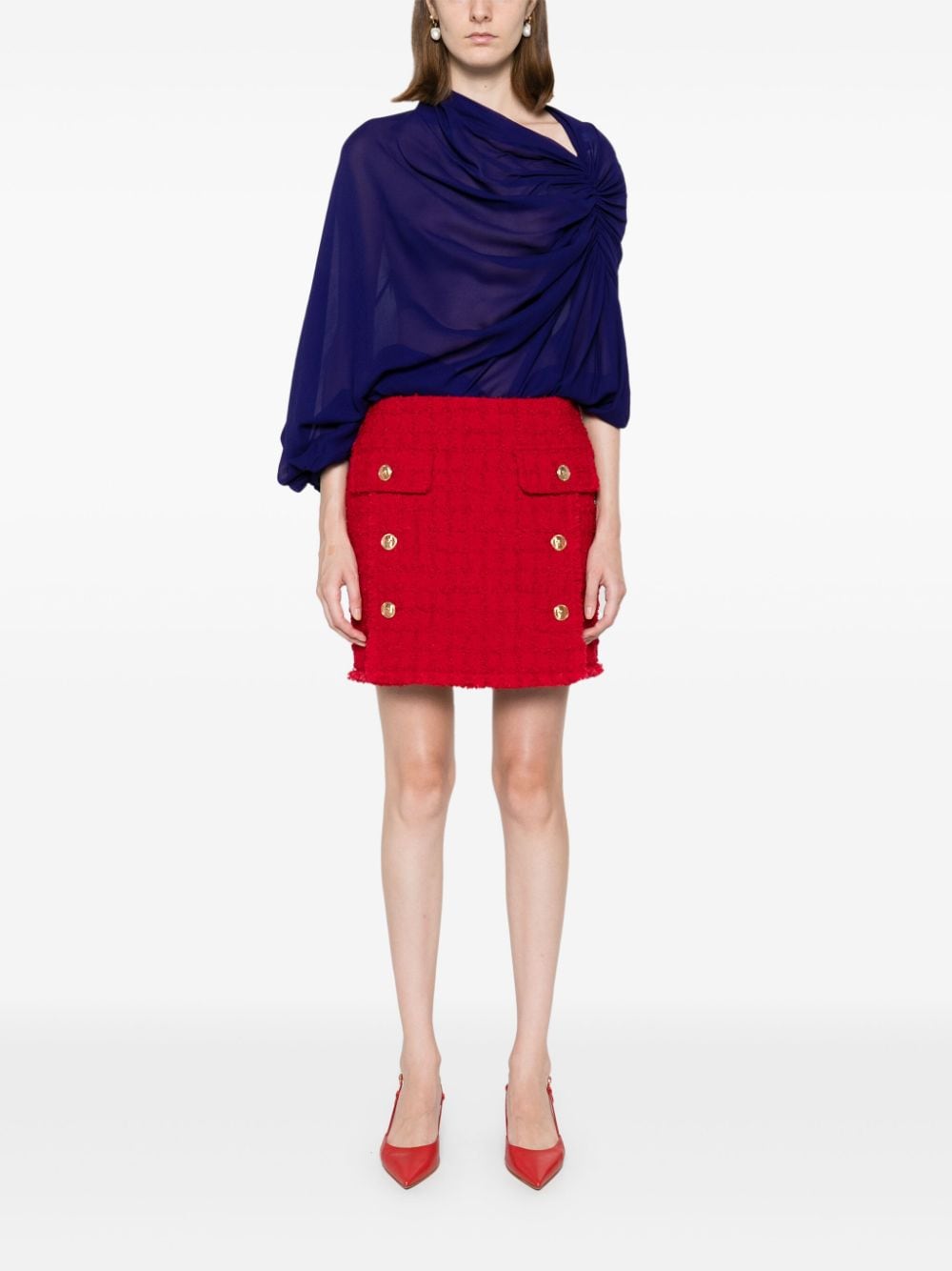 Versace Wool Blend Tweed Mini Skirt