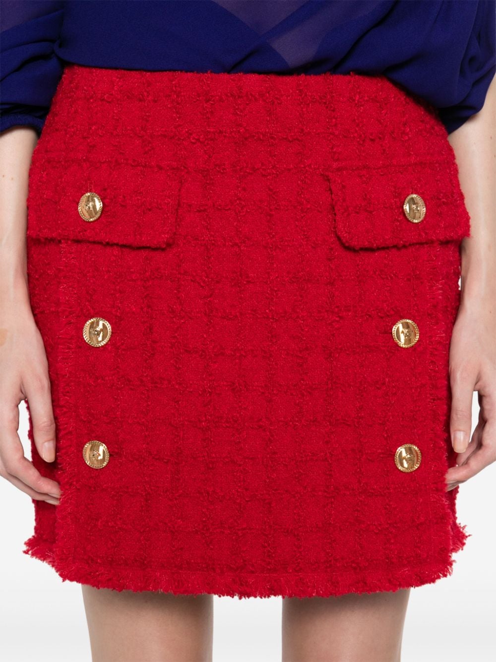 Versace Wool Blend Tweed Mini Skirt