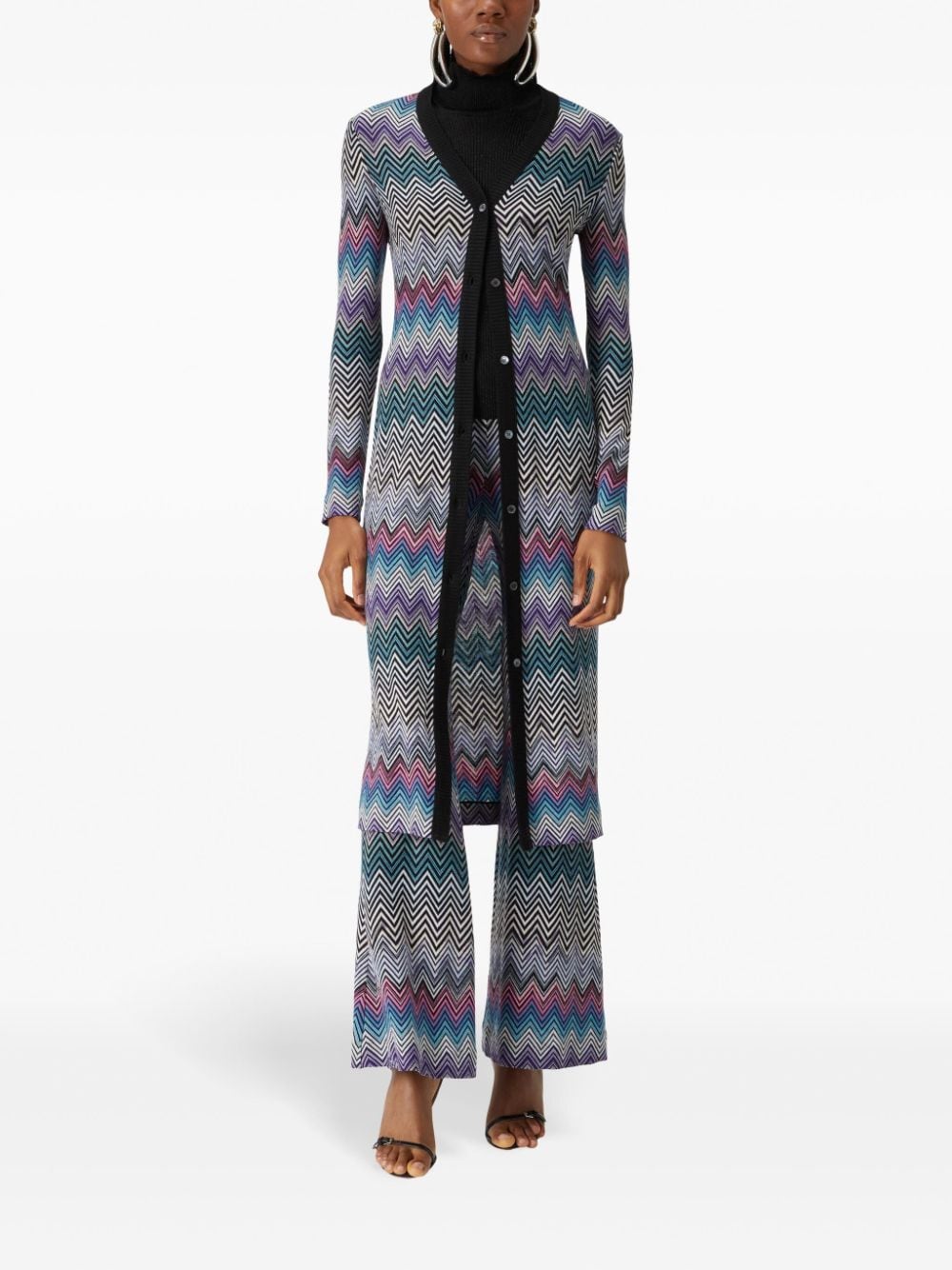 Missoni Zigzag Wool V-Neck Long Cardigan